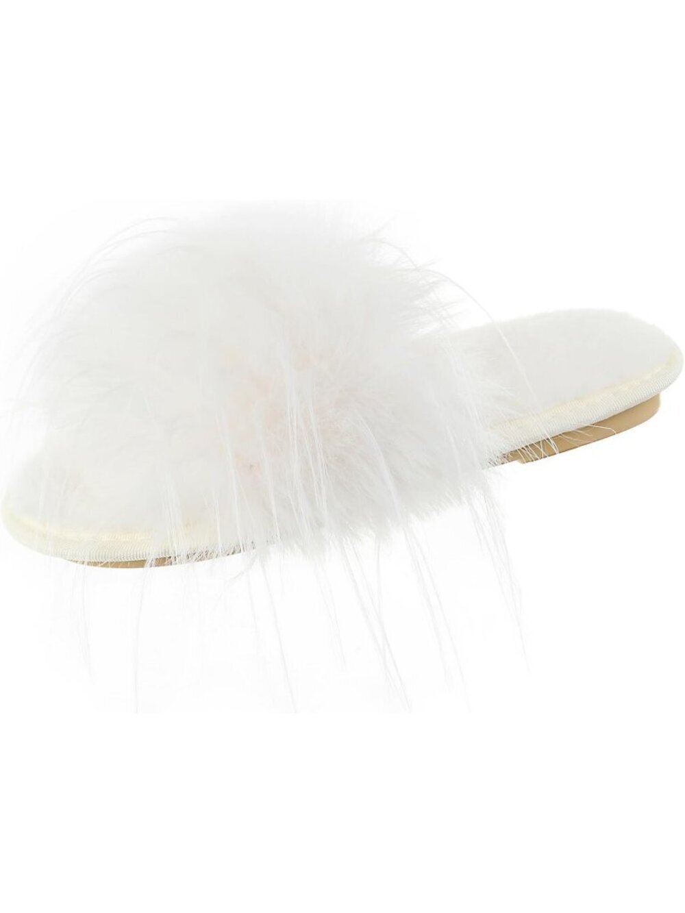 Women's White Furry Fuzzy Memory Foam Fluffy Open Toe Soft Fit Slipper Shoes